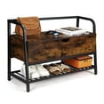 thumbnail image 2 of Kojooin 33 Inch Farmhouse Shoe Bench, Rustic Wood Entryway Bench with Flip-Top Storage, Metal Frame and Bottom Shelf, 2 of 7