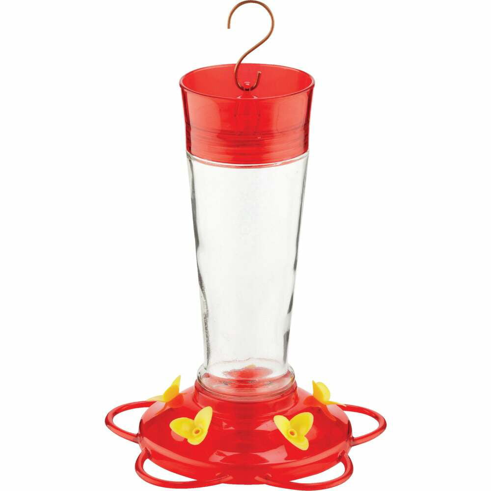 Glass Bottle 5 Feeding Ports Hummingbird Bird Feeder 10-Ounce Nectar Capacity 