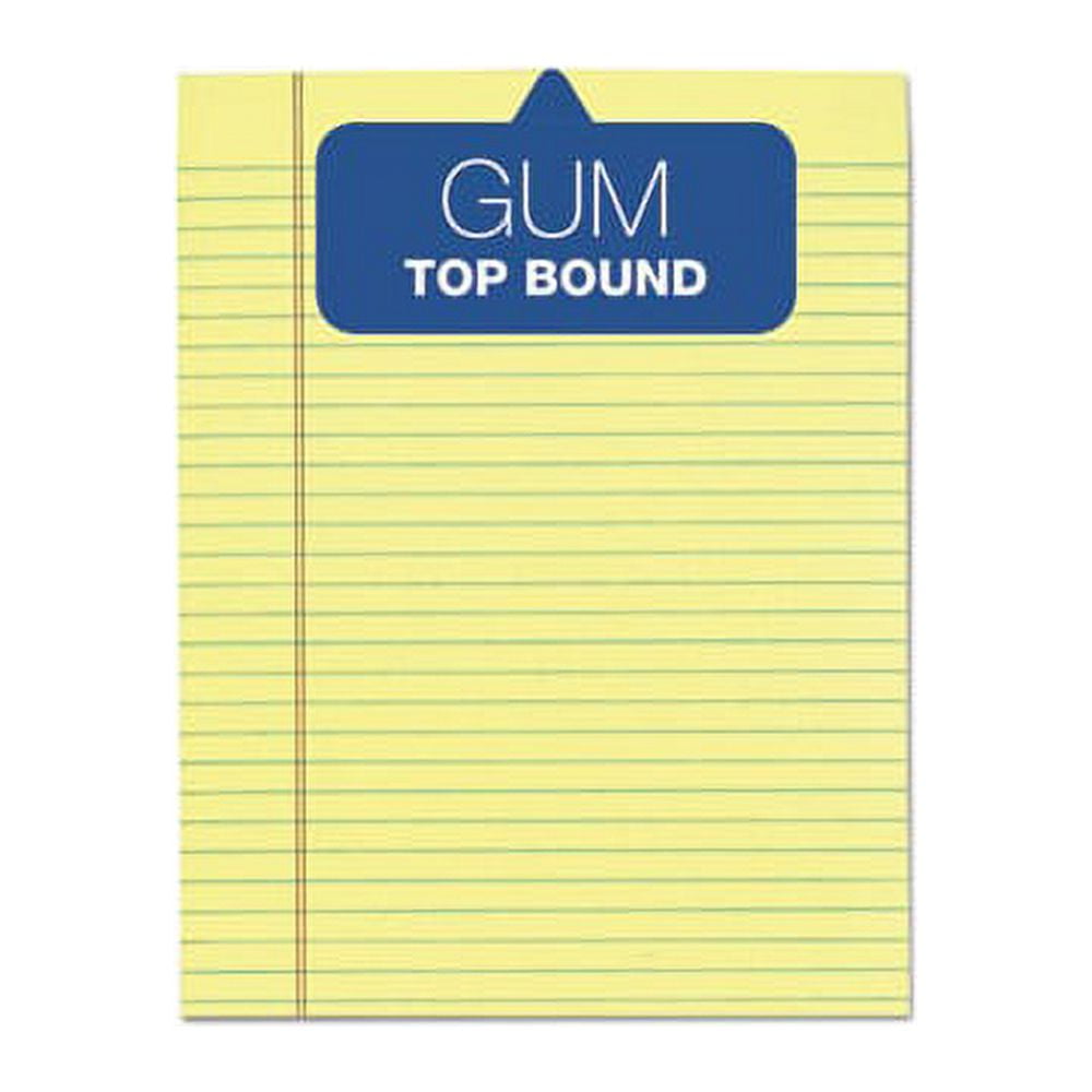 The Legal Pad glu Top Pads Wide/Legal Rule, 8.5 x 11, Canary, 50 Sheets, 12/Pack