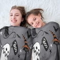 thumbnail image 5 of Gray Halloween Ghosts Cats and Pumpkins Round Blanket,Comfortable Soft Flannel Throw Blanket,All Season,Warm Lightweight Blankets for Sofa Bed Couch Living Room Chair 60"x60", 5 of 5