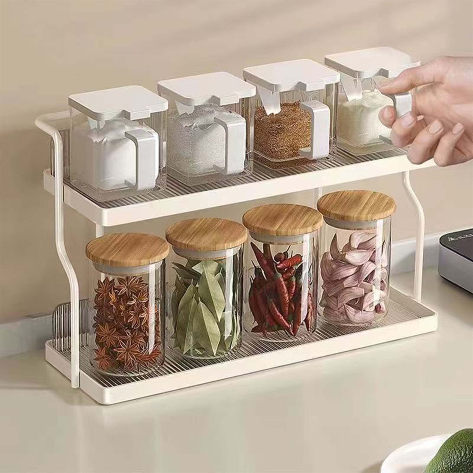 1-Set 2-Tier- Versatile Kitchen Cabinet Organizers And Storage, Bathroom Small Clear Acrylic Under Sink Organizers And Storage, Coffee, Kitchen, Spice, Medicine Bottle Organizer