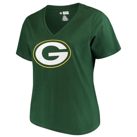Women's Majestic Green Green Bay Packers Plus Size Logo V-Neck