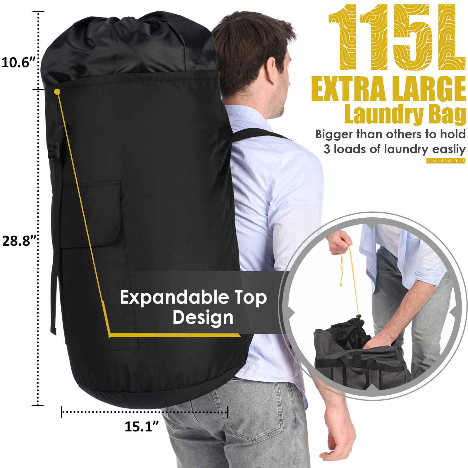 Laundry Bag With Straps 115L, Dorm Room Essentials for College, Heavy Duty  Laundry Backpack for Boys…See more Laundry Bag With Straps 115L, Dorm Room