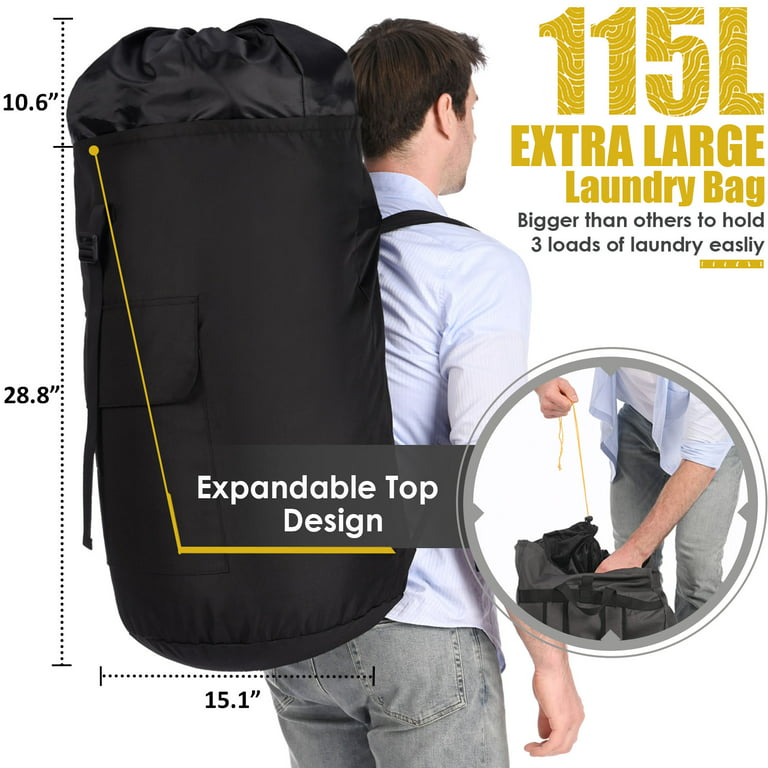 70L Laundry Bag Heavy Duty Extra Large, Sturdy Laundry Backpack, Portable  Laundry Bag with Straps, Durable Laundry Bag Backpack for College Dorm
