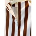 thumbnail image 7 of Womens Sleeveless A-Line Mini Dress In Coffee Brown Contrast Stripes, Round Neck, Zipper Back, Casual Summer Style, 7 of 7