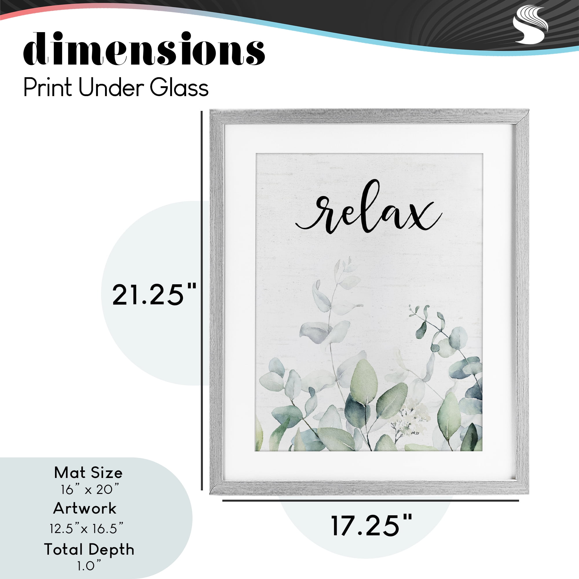 Relax Leafy Herbs Gray Framed Print Under Glass, design by Lettered and Lined