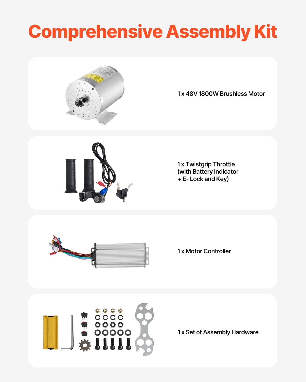 KFFKFF 2000W Electric Brushless DC Motor Set - 48V 4300rpm Motor featuring Enhanced Speed Regulator and Throttle Grip Set for Go Karts, E-Bike, Motorcycle, Scooter DIY