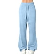 thumbnail image 2 of Flare Leggings for Women Soft Comfy Drawstring Yoga Pants Low Rise Sweatpants Lounge Wide Leg Leggings Blue XL, 2 of 5
