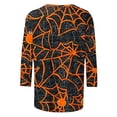 thumbnail image 5 of JOANKDMI Halloween Womens Tops Casual Crew Neck 3/4 Sleeve Spider Web Graphic Print Shirts Holiday Festive Pullovers Relaxed Fit T-Shirts for Fall Streetwear Fashion, 5 of 6