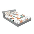 thumbnail image 2 of Ambesonne Sloth Fitted Sheet & Pillow Sham Set, Sloths on Branches, Queen, Pale Blue Orange Black, 2 of 2