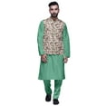 thumbnail image 1 of Atasi Solid Kurta Pajama & Printed Nehru Jacket Set For Mens Party Wear, 1 of 3