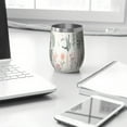 thumbnail image 3 of 12oz Stemless Wine Tumblers Pioneer Flower Floral Print Pattern Vacuum Insulated Stainless Steel Travel Tumbler Cups Mug with Lid and Straw for Champaign,Cocktail,Beer with Cleaning Brush, 3 of 5