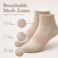 thumbnail image 2 of 6 Pairs Beige Women's Running Ankle Socks Athletic Sport Socks Cushioned, 2 of 9