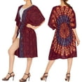 thumbnail image 3 of HAPPY BAY Women's Viscose Summer Beach Plus Size Front Open Kimono Beachwear Duster Cardigan 2X-3X Maroon_AC12, 3 of 3