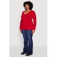 thumbnail image 4 of Women's Plus Size Long Sleeve V-Neck Basic Tee, 4 of 5