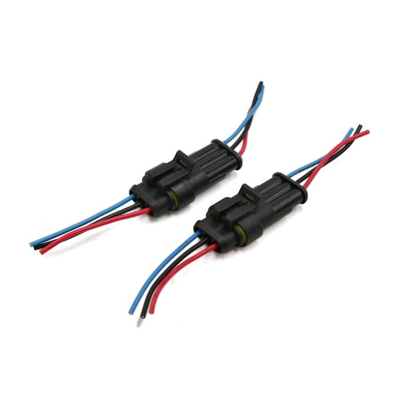 2 Pcs 3 Pin Way Car Auto HID Electrical Wire Waterproof Connector Socket