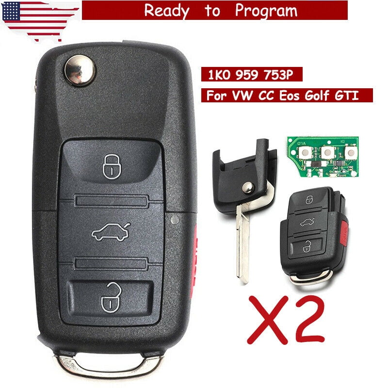 2x for Volkswagen Eos Golf GTI Jetta Rabbit Remote Key Fob 315MHz 1K0959753P