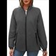 thumbnail image 2 of Chaqueta Impermeable para Mujer, Cortavientos, Impermeable, con Capucha, Plegable y Bolsillos. Gris Oscuro XL, 2 of 9