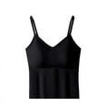 thumbnail image 3 of Women's Seamless Camisole Bras Fixed Shoulder Straps Solid Color Tank Top Cami Lingerie Lightweight Breathable Underwear for Summer Casual Wear | CSEONE,Black XL, 3 of 8