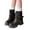 Brown, variant on Women's Slouchy Leather Slouchy Mid Calf Boots Platform Slip On Wide Calf Motocycle Fold Over Booties with Buckle Strap Brown Size 35