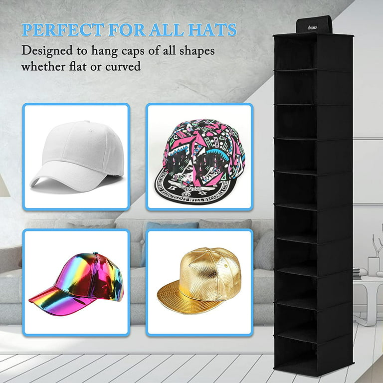 Hat Rack - 10 Shelf Hanging Closet Hat Organizer for Baseball Caps - Hat  Storage to Protect Your Caps with this Hat Hanger - Easy Hat Holder 