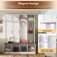 thumbnail image 3 of 75"H Farmhouse Hall Tree with Bench and Shoe Storage, 4-in-1 Entryway Bench with Coat Rack, 4 Hooks and 8 Doors for Mudroom Hallway, White, 3 of 7