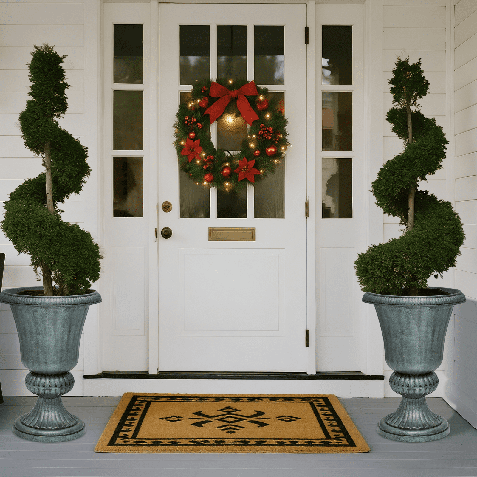 Magshion Urn Planter Flower Pot Vase Outdoor Garden Ironplanters Front Column Wedding Pots Tall Door Moroccan Classic Green Stand