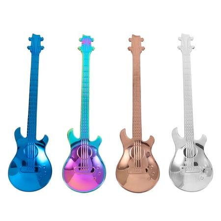

4 Guitar Shaped Stainless Steel Coffee Spoon Kitchen Utensil