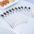 thumbnail image 3 of Cucharas de acero inoxidable, cubiertos creativos con mango largo, cuchara para agitar café, postre, café, leche en polvo, hielo, 10 Uds., 3 of 5