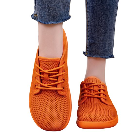 Womens Mesh Breathable Walking Shoes Comfortable Lightweight Running Wide Toe Outdoor Hiking Sneakers Orange 8