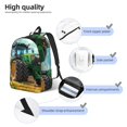 thumbnail image 3 of Disketp Green Tractor Field print Canvas Backpack Lightweight Travel Daypack Student Rucksack Laptop Backpack-, 3 of 5