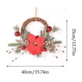 thumbnail image 2 of Bcylexb Christmas Rattan Wreaths for Front Door, 13.8" Artificial Poinsettia Wreaths with Red Ball Ornaments Hanging Door Wreath for Wall Window Porch Winter Decor, 2 of 6