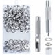 thumbnail image 1 of Juego de ojales de 100 piezas Kit de ojales de 14 mm Herramientas para ojales Kit de ojales con ojales de metal con herramientas para ojales para reparación de carpas de lona de lona Plata, 1 of 5