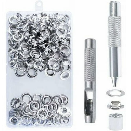 

100pcs Sets Eyelets 14mm Eyelet Kit Eyelets Tools Metal Eyelet Eyelet Kit with Eyelet Tools for Canvas Tarp Tent Repair Silver Siateml