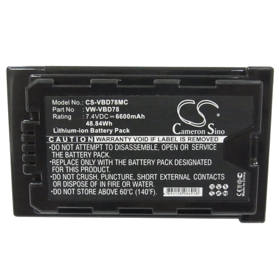 Battery for Panasonic AJ-PX270 HC-MDH2 HC-MDH2M HDC-MDH2GK VW-VBD78 6600mAh