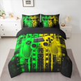 thumbnail image 3 of Feelyou Fashion Game Console Twin Bedding Sets 7-Piece for Kids, Green Gold Stripes Abstract Bedding Comforter Set, Video Game Controller Reversible Sheet Sets, Super Cozy Room Decor, 3 of 9