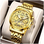 USJIANGM Men's Automatic Movement Watch Easy Reader Luminous Calendar Bracelet Watch for Outside Office Business Meeting