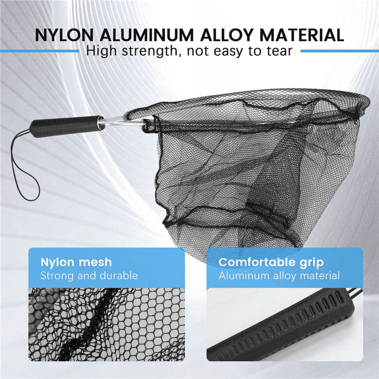 Aluminium Landing Nets Fly Fishing Fish Saver Nylon Knotless Mesh