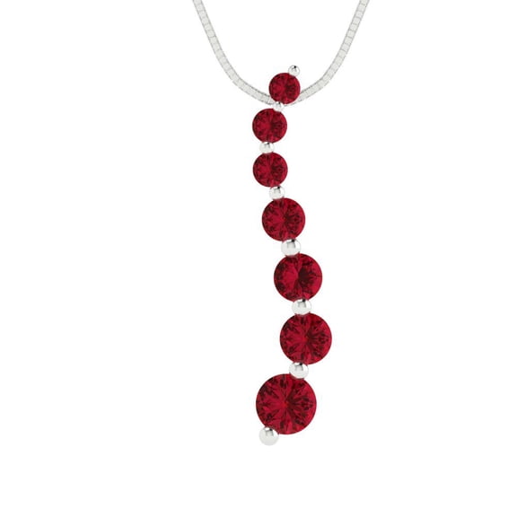 0.48 ct Brilliant Round Cut Simulated Ruby 14k White Gold Pendant with 16" Chain