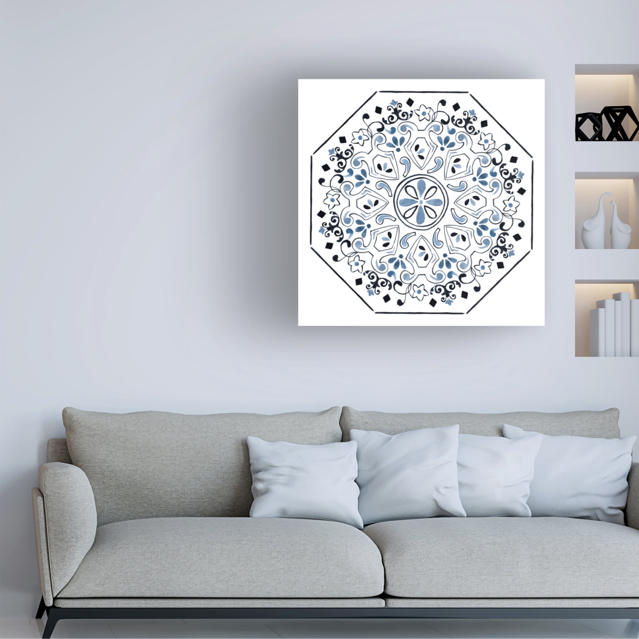 Canvas Wall Art - Melissa Wang 'Bleu Indigo III' Wall Art for Living Room, Bedroom, or Office Décor by Trademark Fine Art - 18 x 18 Inches