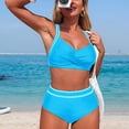 thumbnail image 5 of Duqingm Two Piece Sets for Women Womens Sexy 2 Piece Bikini Sets Cheeky High Cut Bathing Suit Color Block Textured Swimsuits 2026 Blue,L, 5 of 7