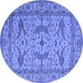 thumbnail image 1 of Ahgly Company Machine Washable Indoor Round Oriental Blue Industrial Area Rugs, 4' Round, 1 of 4