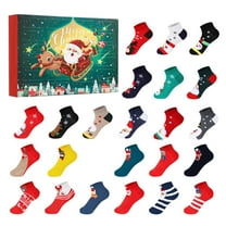 2024 Festive Holiday Socks Advent Calendar Set 24 Day Countdown with Unique Daily Surprise Designs for Christmas Celebration Family Tradition Activity