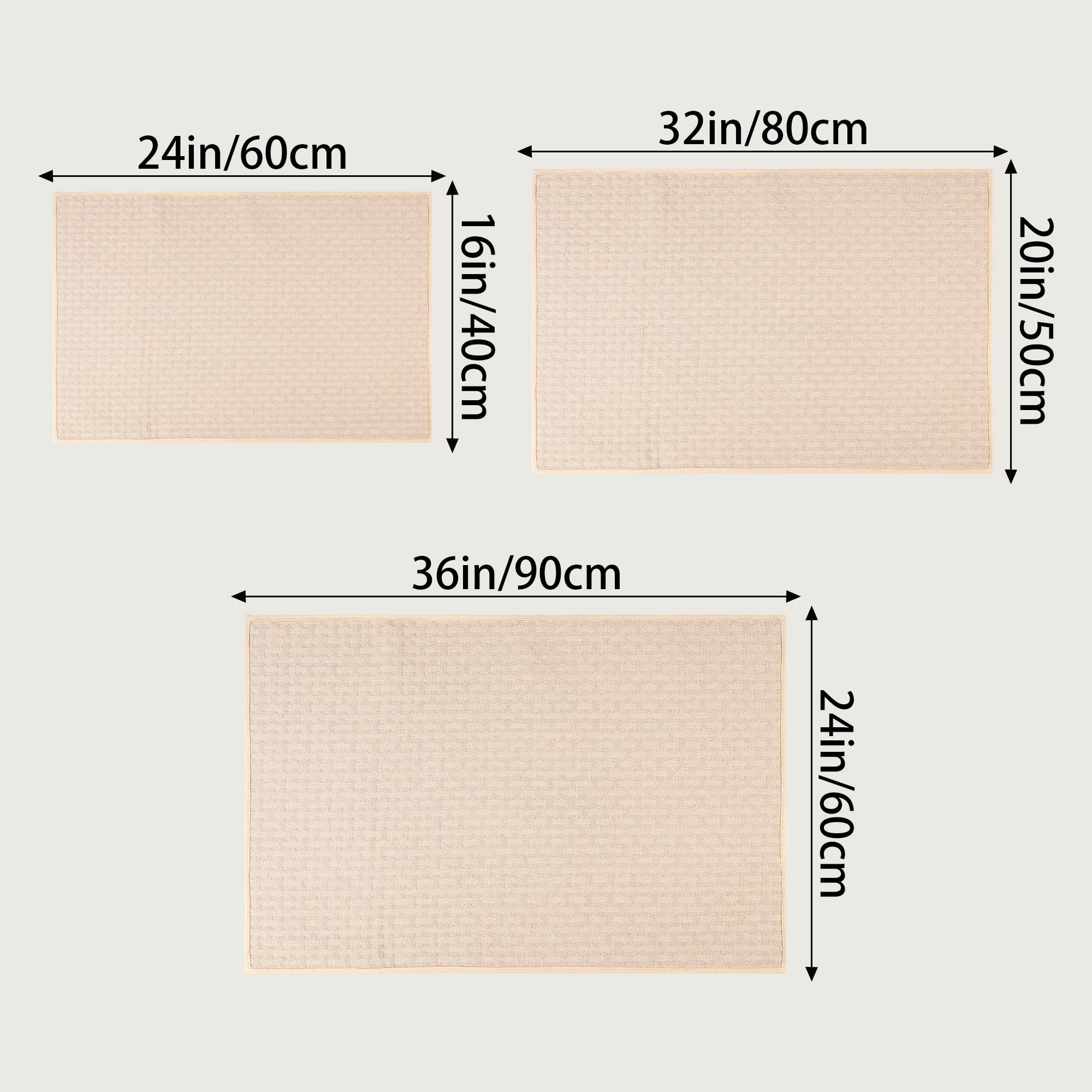 Unique Bargains Weaving Pattern Soft Absorbent Bath Mat Beige 16" x 24"