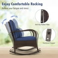 thumbnail image 6 of Costway 3 PCS Rocking Bistro Set with Removable Cushions & Tempered Glass Top Coffee Table Navy, 6 of 10