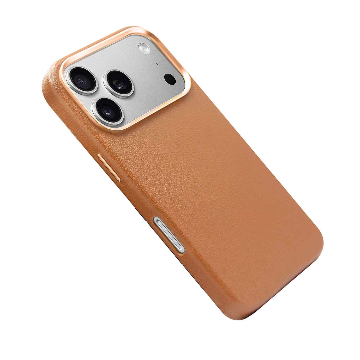 Leather Magnetic Case for iPhone 17 Pro Max - Dark Orange