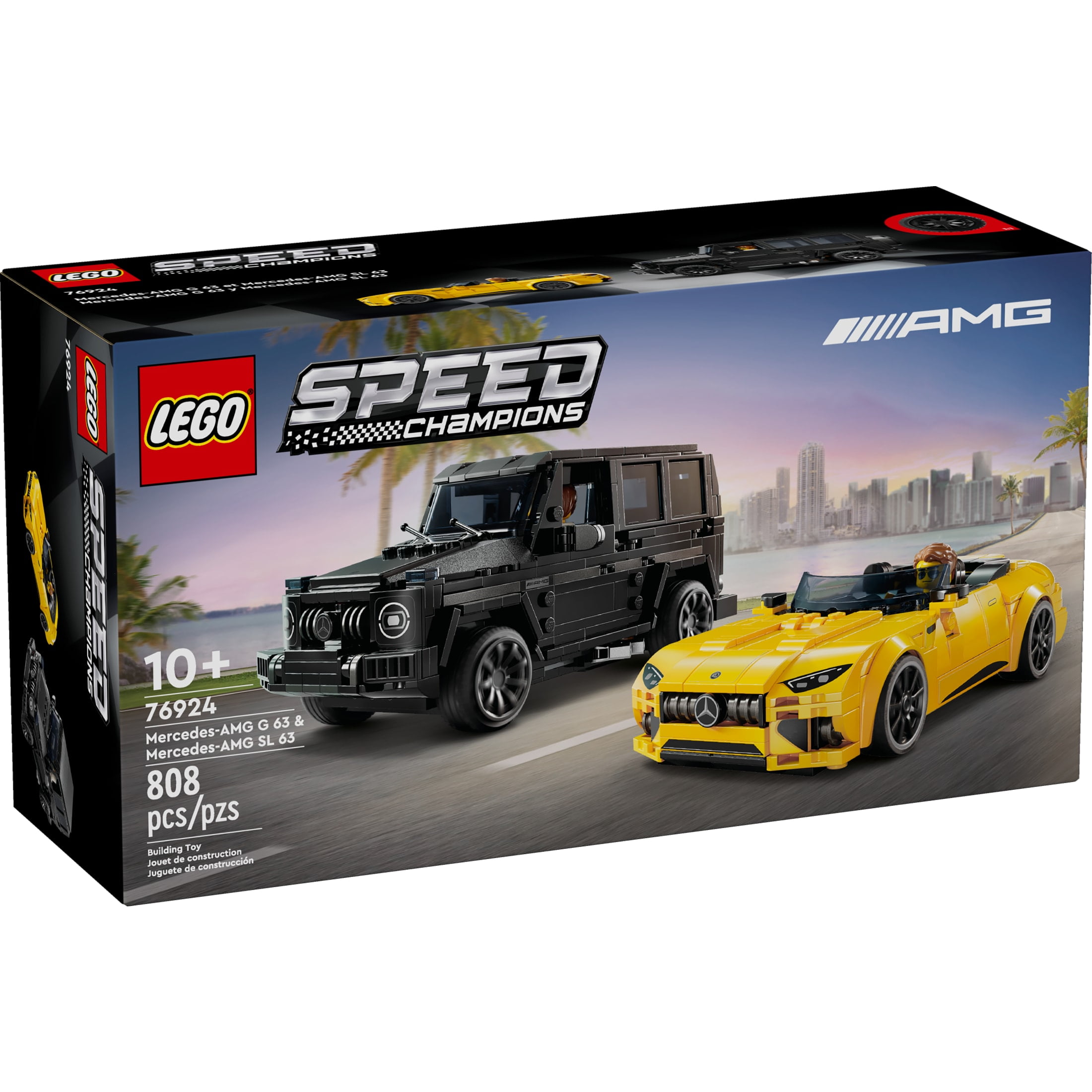 LEGO Speed Champions Mercedes-AMG G 63 & Mercedes-AMG SL 63 Toy Cars - Building Toys Set for Boys & Girls, Ages 10+ - Gift for Birthdays - W/ 2 Minifigures - 76924