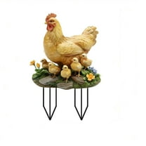 Darzheoy Farm Garden Stakes, Simulated Chicken Statue Stake, Acrylic Farm Animal Garden Inserts for Outdoor Lawn Decoration