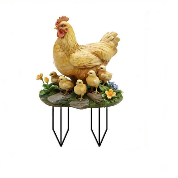 Darzheoy Farm Garden Stakes, Simulated Chicken Statue Stake, Acrylic Farm Animal Garden Inserts for Outdoor Lawn Decoration
