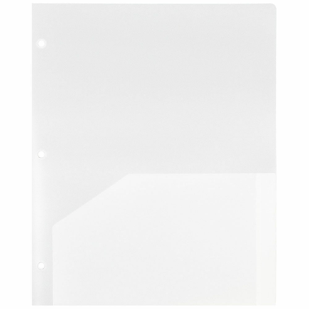JAM Paper Heavy Duty Plastic 3 Hole Punch Pocket Folders, Extra Tough, Clear, Bulk 48/Pack
